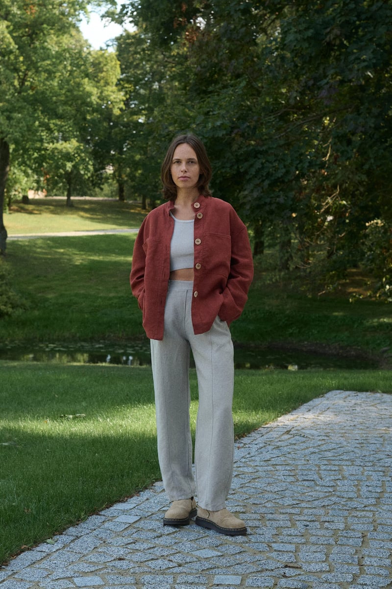 Sage Heavy Linen Trousers by LinenFox, 100% Linen