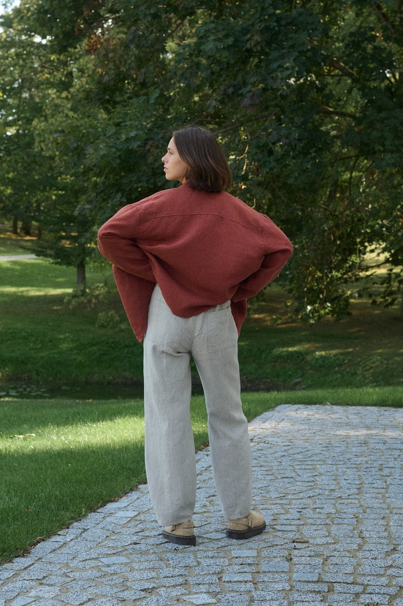 Sage Heavy Linen Trousers by LinenFox, 100% Linen