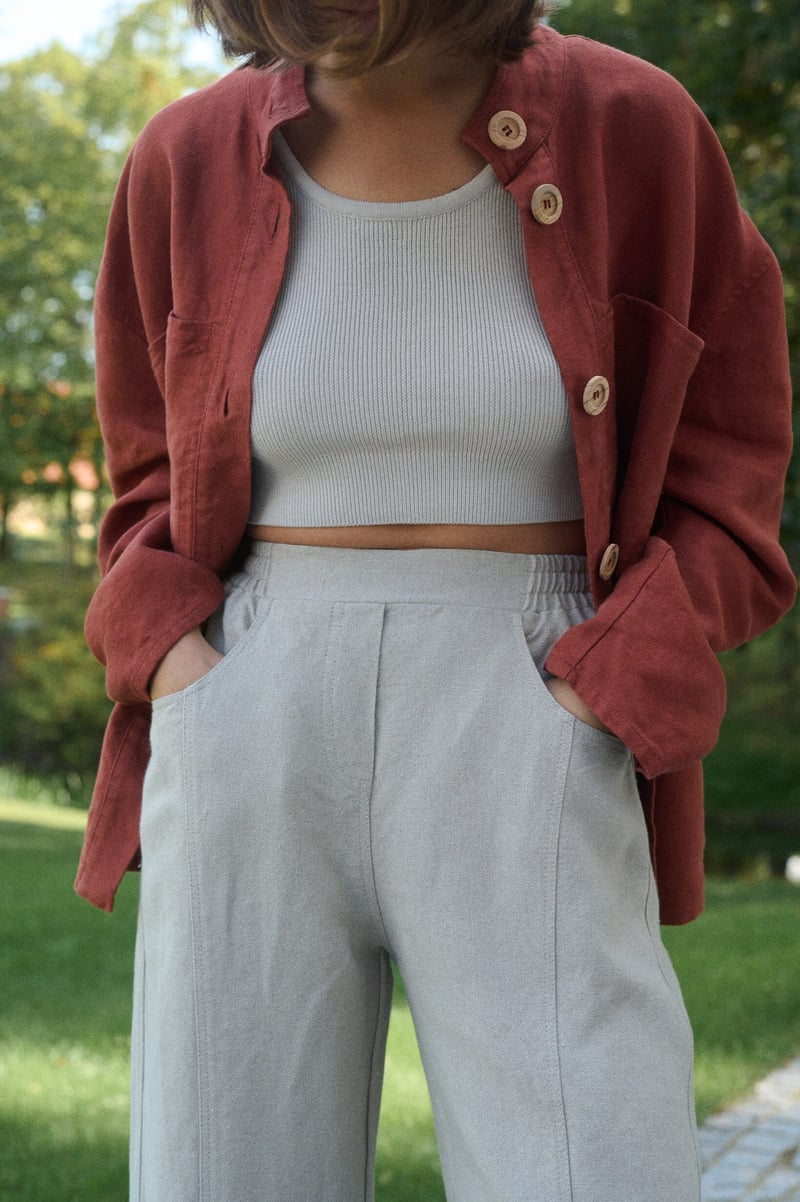 Sage Heavy Linen Trousers by LinenFox, 100% Linen