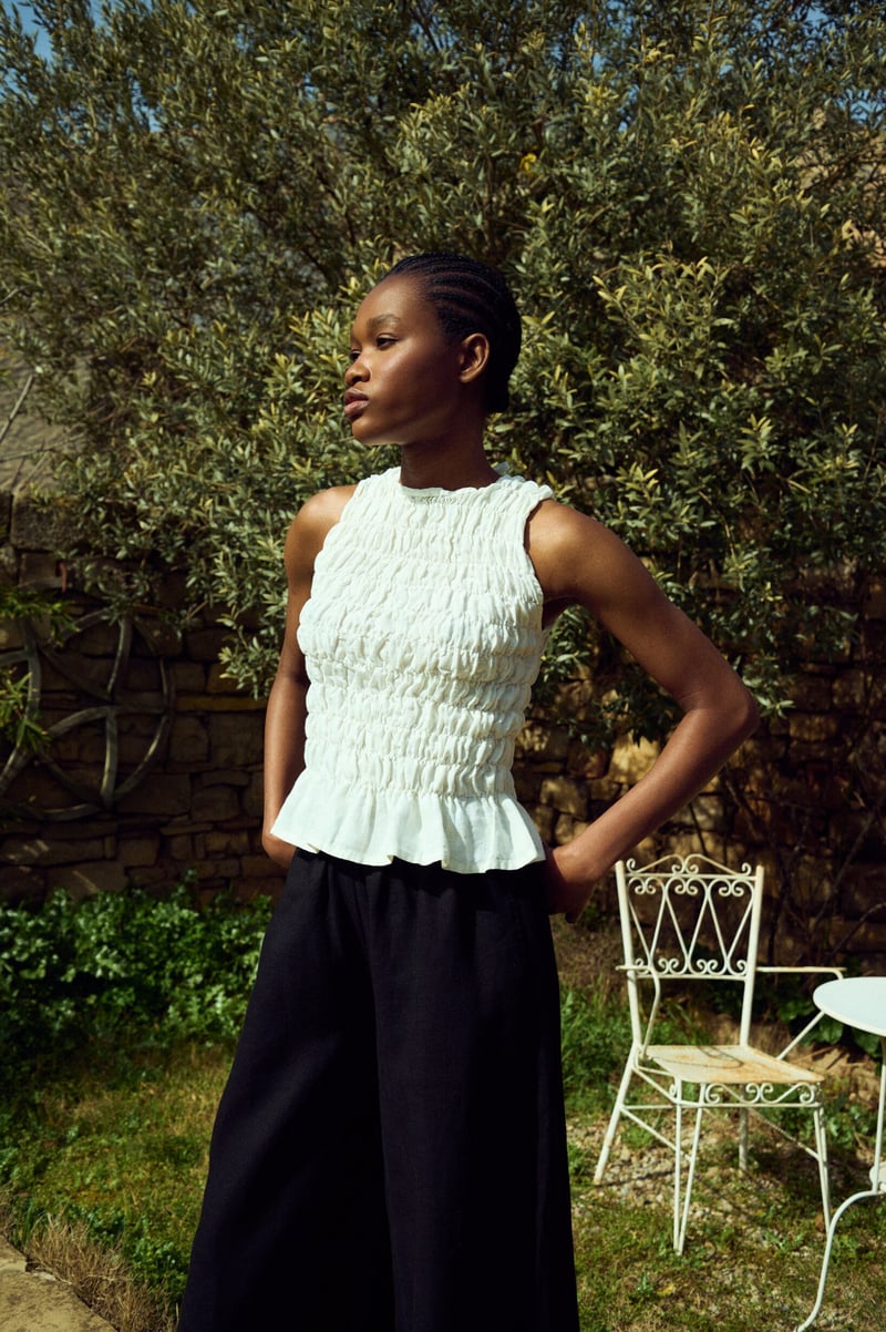 Smocked Top – Neal by LinenFox, 100% Linen