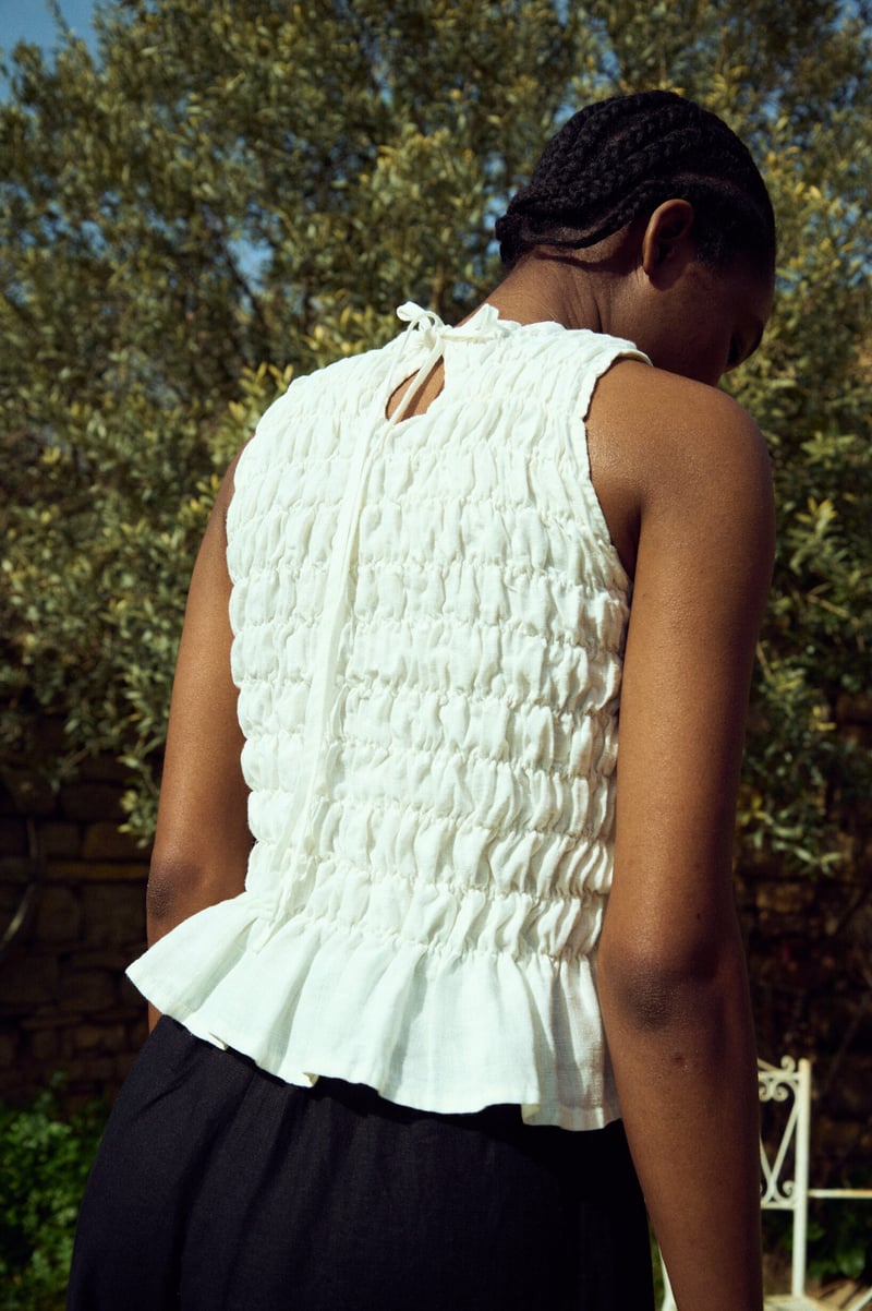 Smocked Top – Neal by LinenFox, 100% Linen