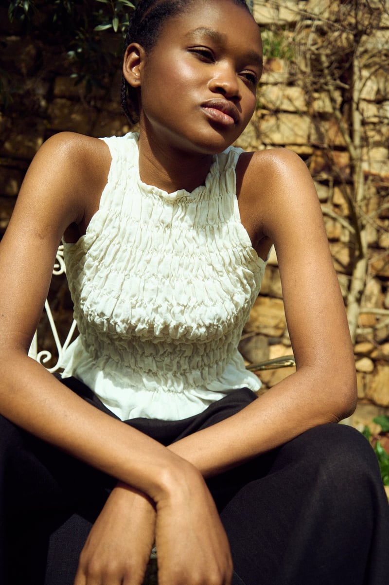 Smocked Top – Neal by LinenFox, 100% Linen
