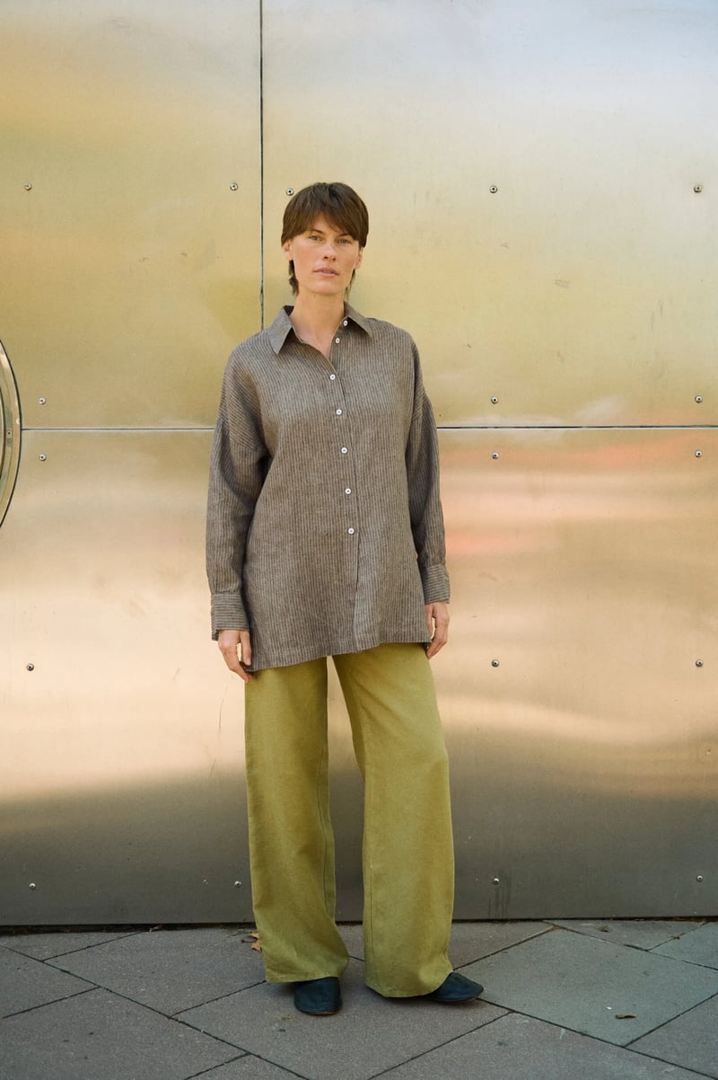 High-Waisted Heavy Linen Pants – Brit by LinenFox, 100% Linen