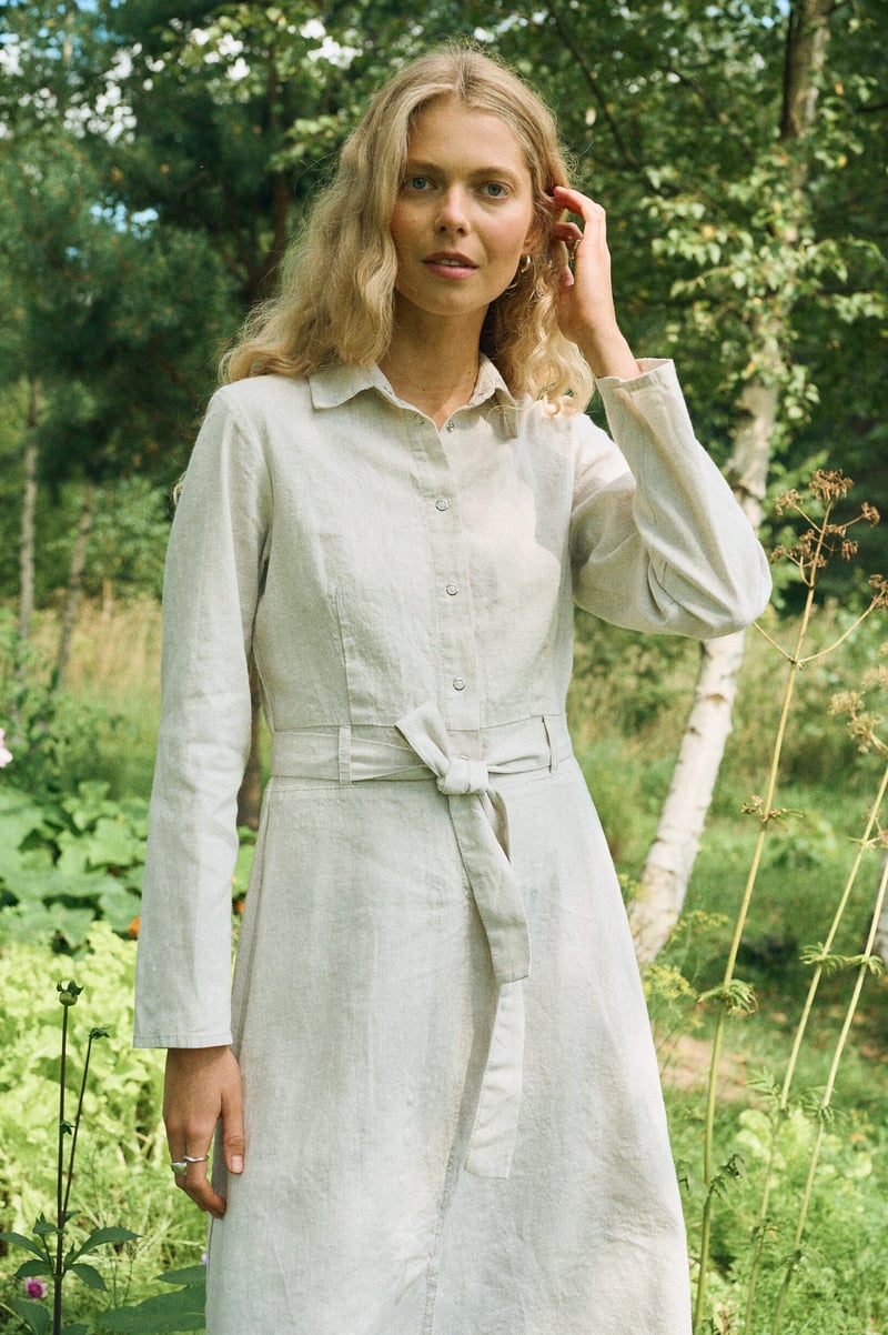 Cotton Blend Utility Dress – Rina by LinenFox, 53% Cotton, 47% Linen