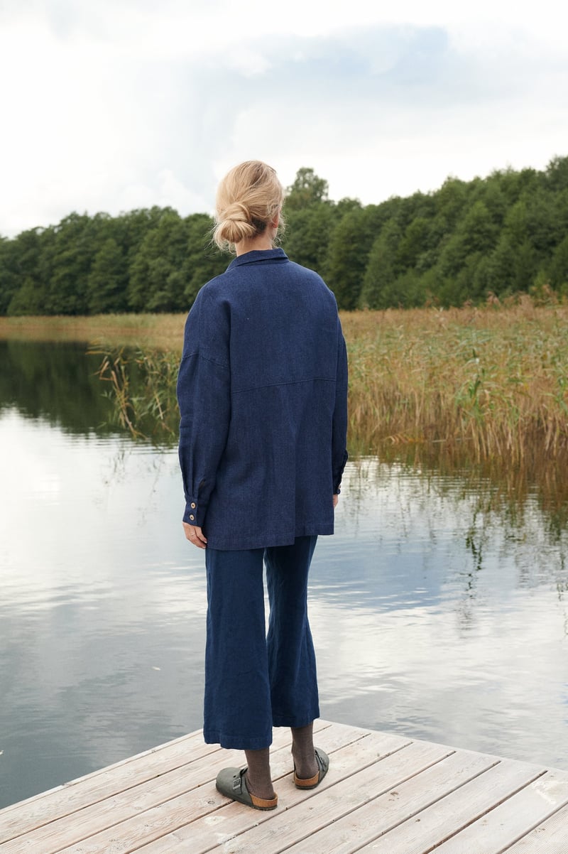 Vika Linen Wool Blend Shirt by LinenFox, 85% Linen, 15% Wool