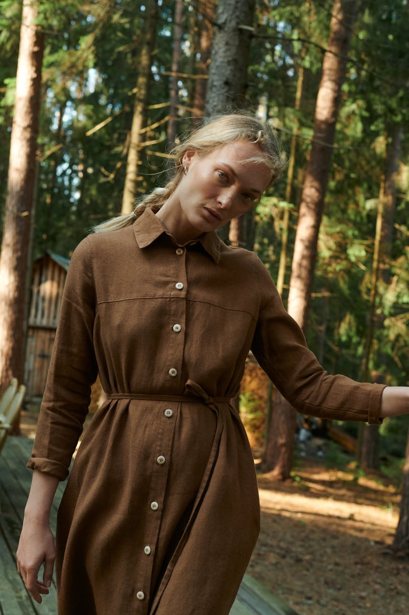 Astrid Linen Wool Blend Dress by LinenFox, 85% Linen, 15% Wool