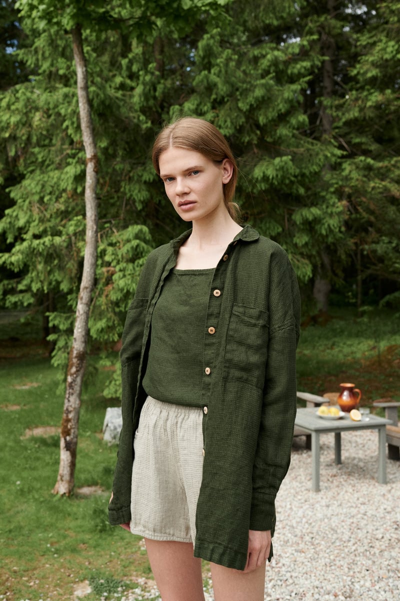 Vika Waffle Linen Shirt by LinenFox, 100% Linen