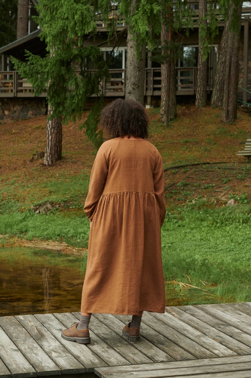 Maxi Linen Wool Dress Margo by LinenFox, 85% Linen, 15% Wool