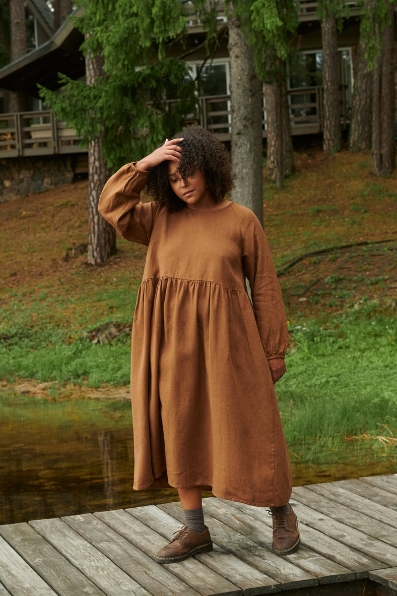 Maxi Linen Wool Dress Margo by LinenFox, 85% Linen, 15% Wool