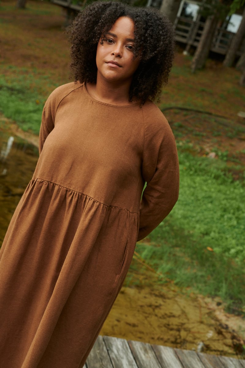 Maxi Linen Wool Dress Margo by LinenFox, 85% Linen, 15% Wool