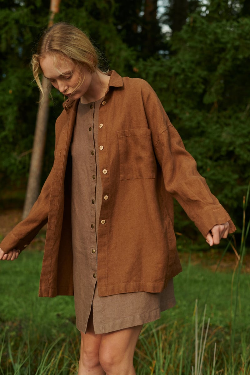 Vika Linen Wool Blend Shirt by LinenFox, 85% Linen, 15% Wool