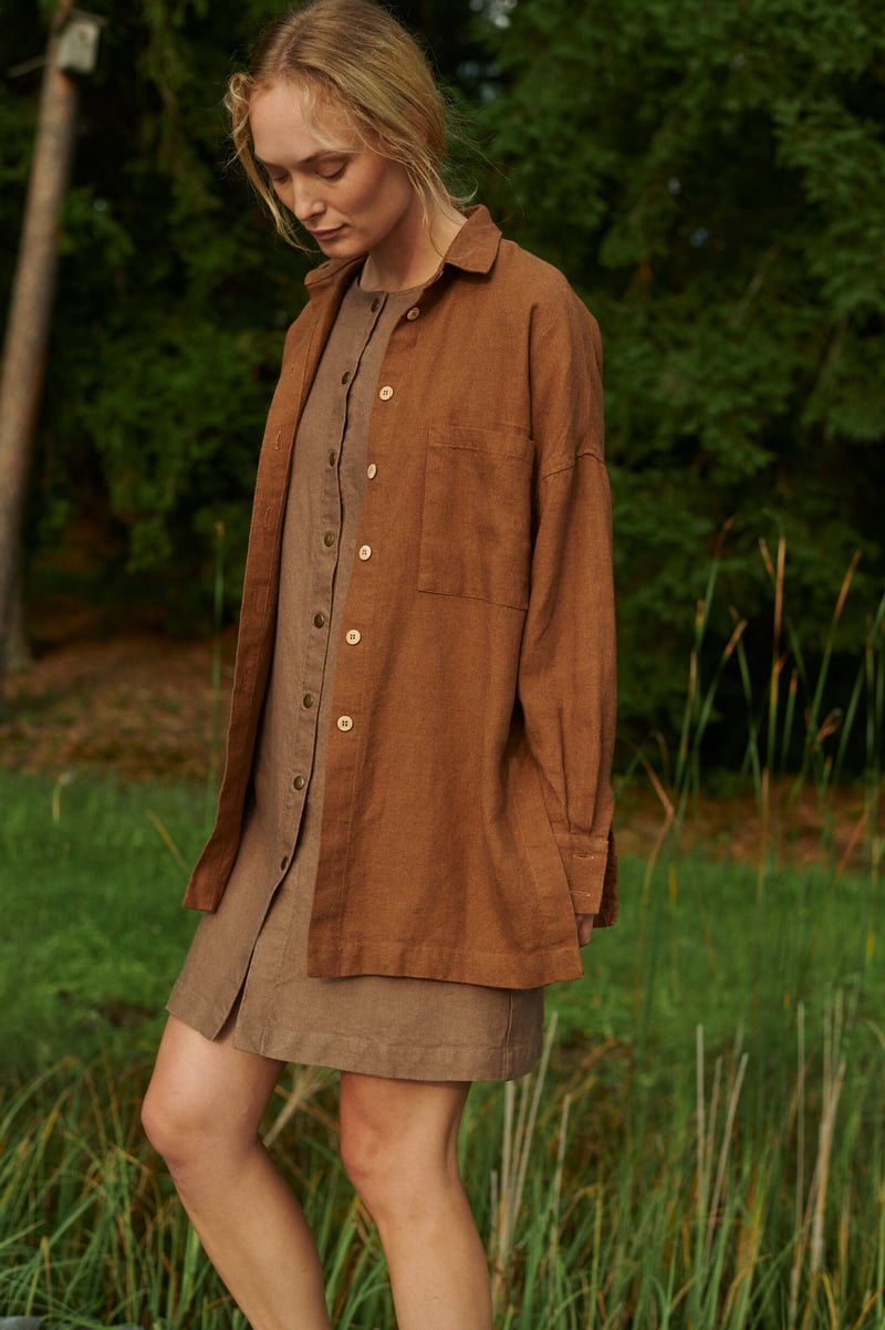 Vika Linen Wool Blend Shirt by LinenFox, 85% Linen, 15% Wool