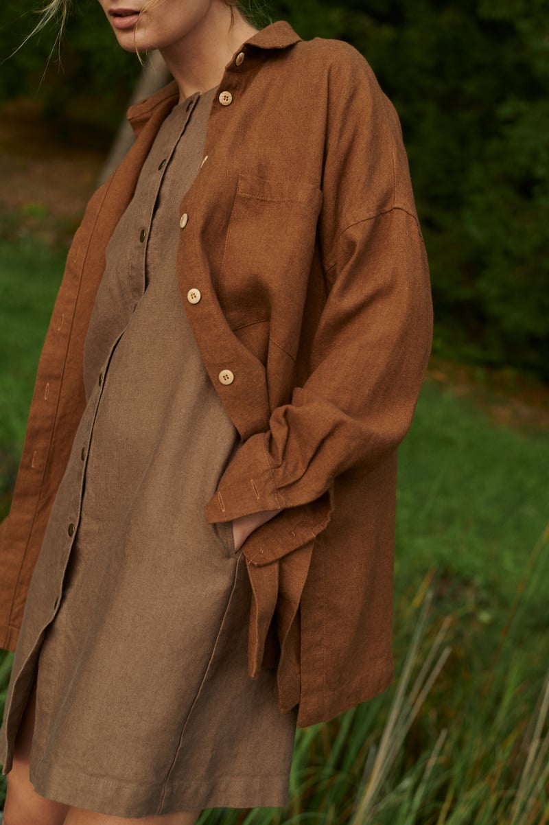 Vika Linen Wool Blend Shirt by LinenFox, 85% Linen, 15% Wool