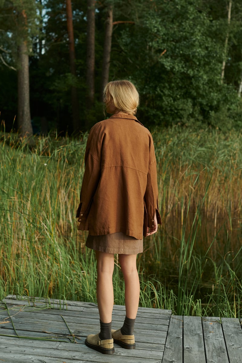 Vika Linen Wool Blend Shirt by LinenFox, 85% Linen, 15% Wool