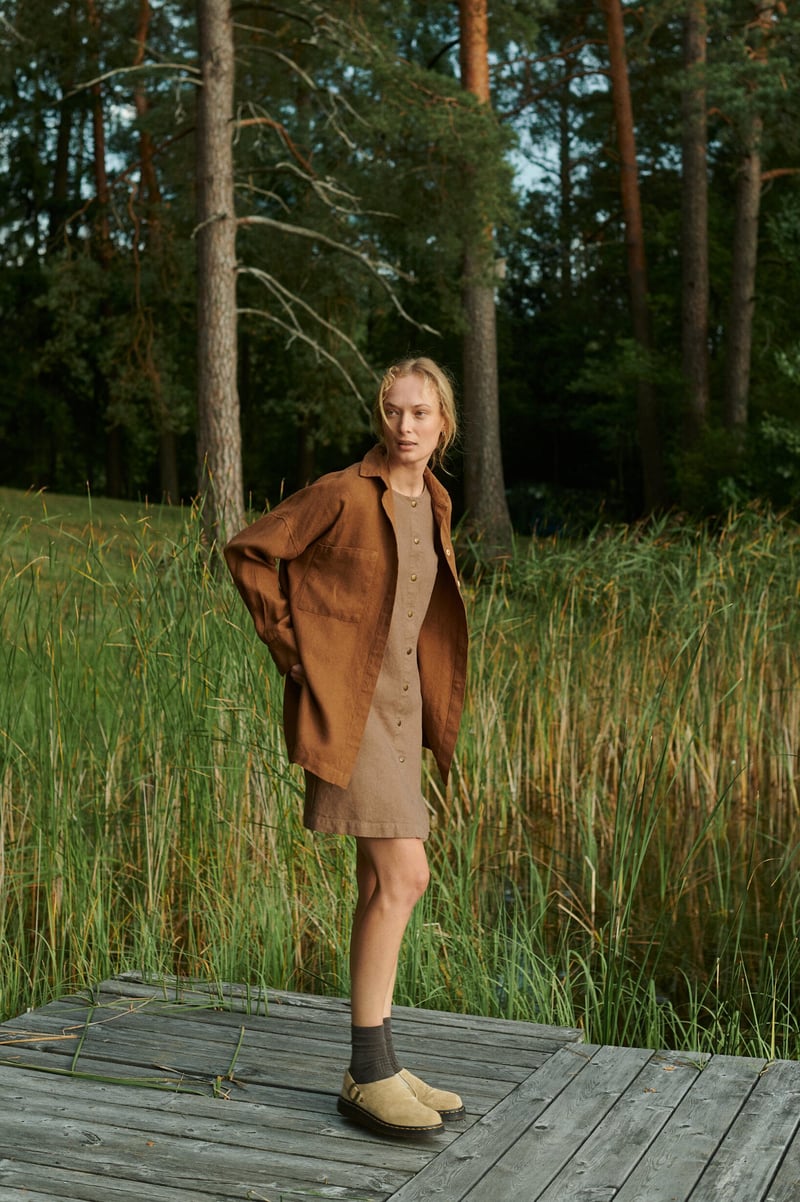 Vika Linen Wool Blend Shirt by LinenFox, 85% Linen, 15% Wool
