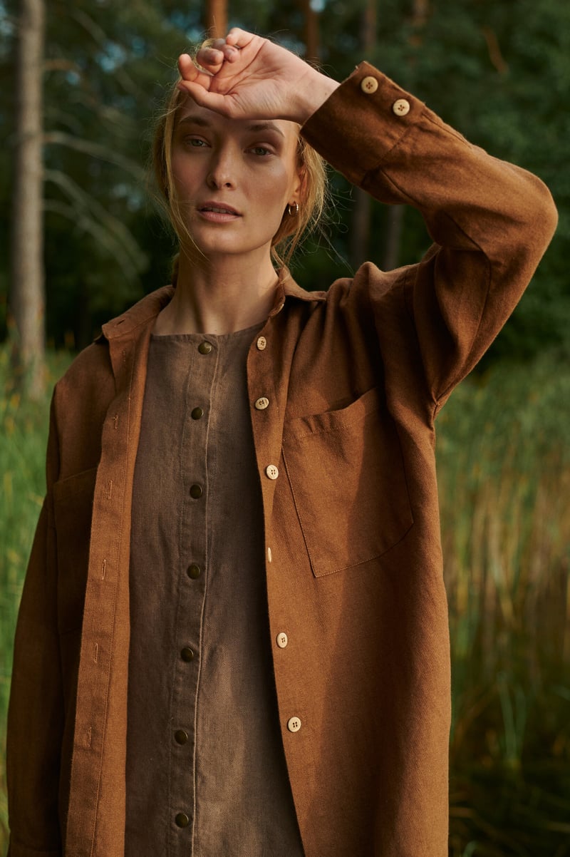 Vika Linen Wool Blend Shirt by LinenFox, 85% Linen, 15% Wool
