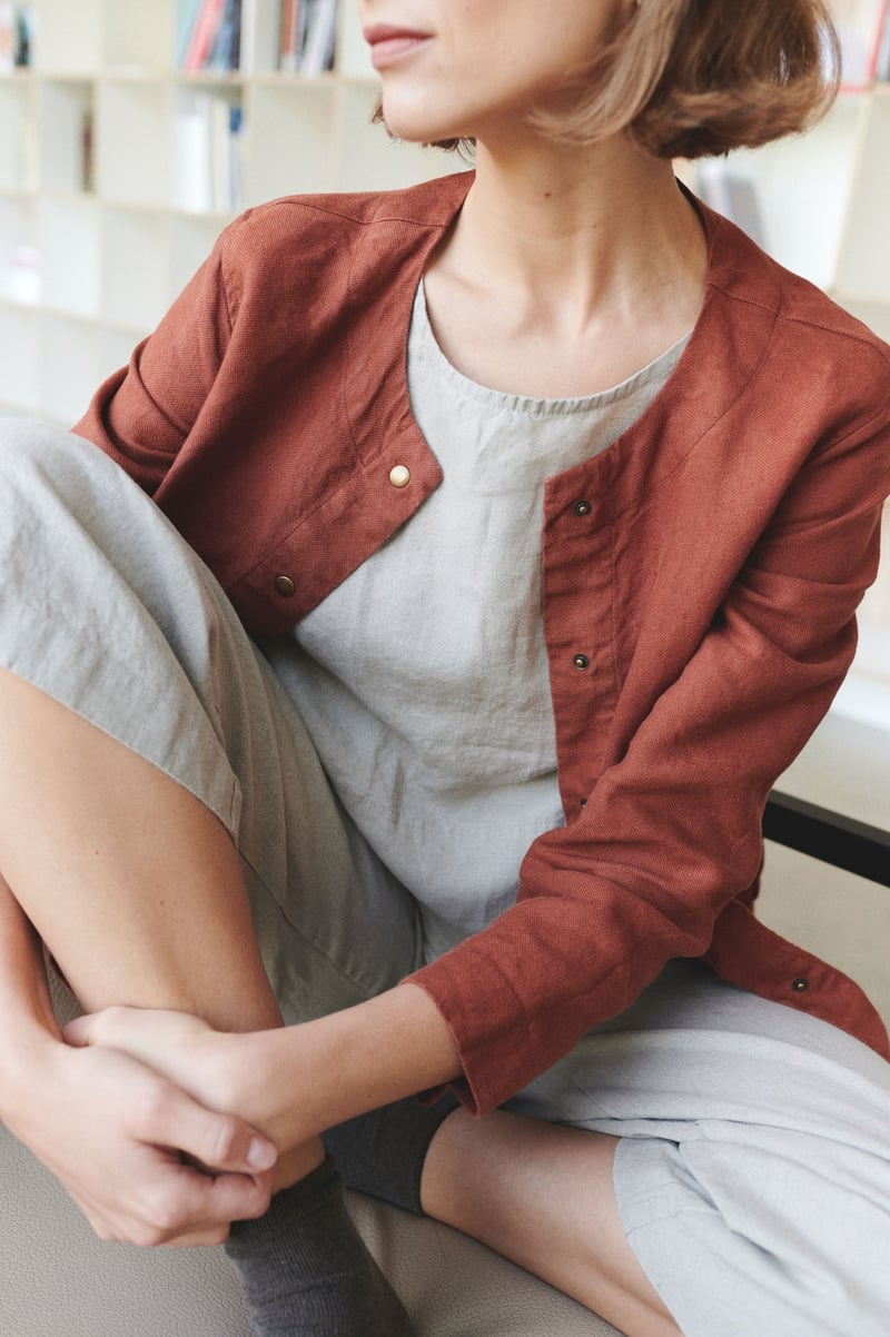 Leone Heavy Linen Jacket by LinenFox, 100% Linen