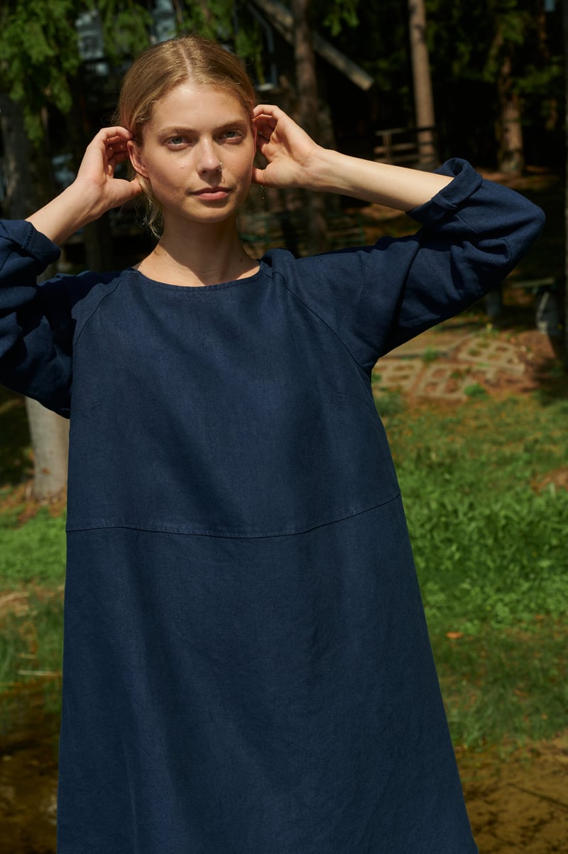 Marie Heavy Linen Dress by LinenFox, 100% Linen