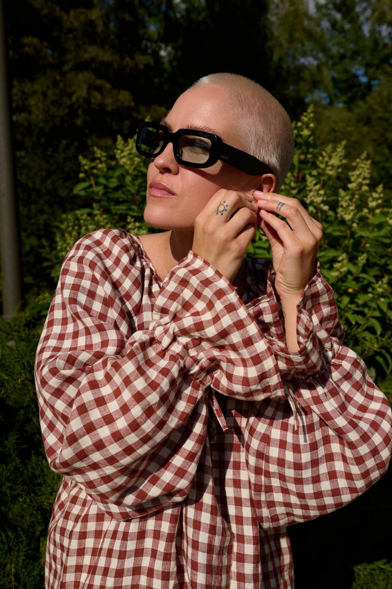 Gingham Linen Top – Mila by LinenFox, 100% Linen