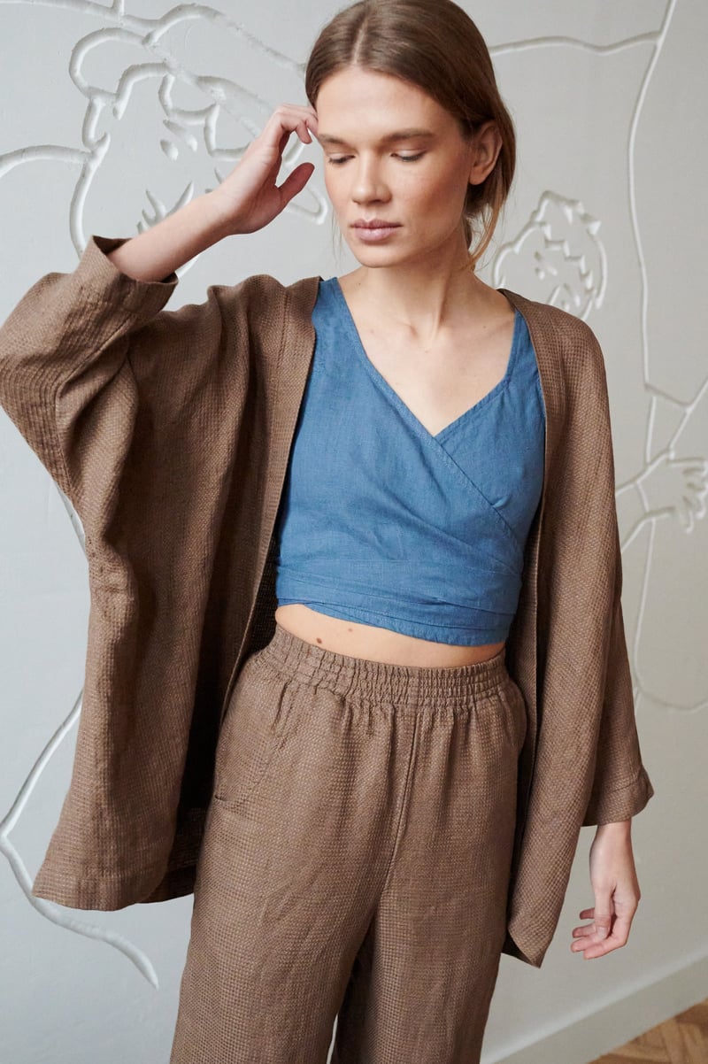 Rene Waffle Linen Jacket by LinenFox, 100% Linen