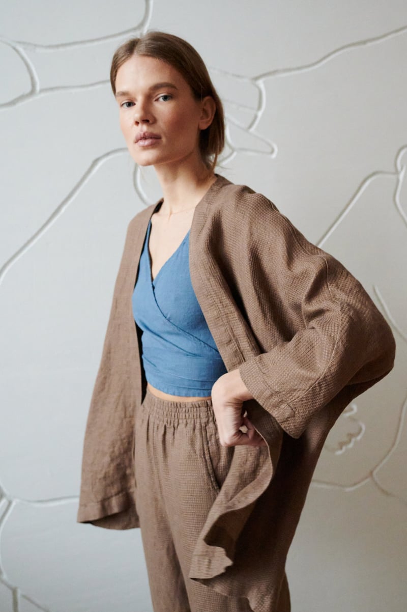 Rene Waffle Linen Jacket by LinenFox, 100% Linen