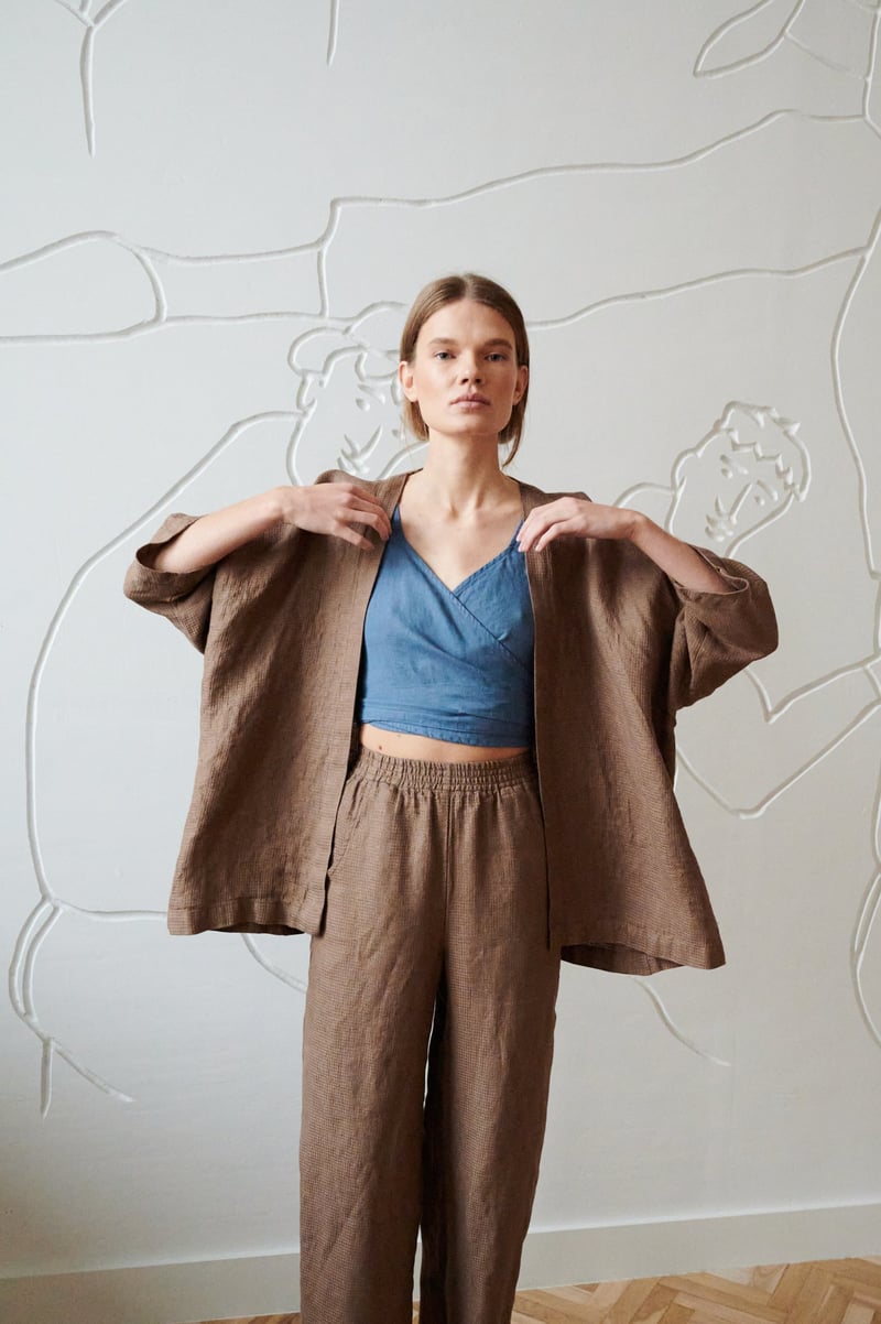 Rene Waffle Linen Jacket by LinenFox, 100% Linen