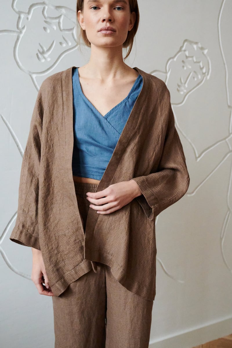 Rene Waffle Linen Jacket by LinenFox, 100% Linen