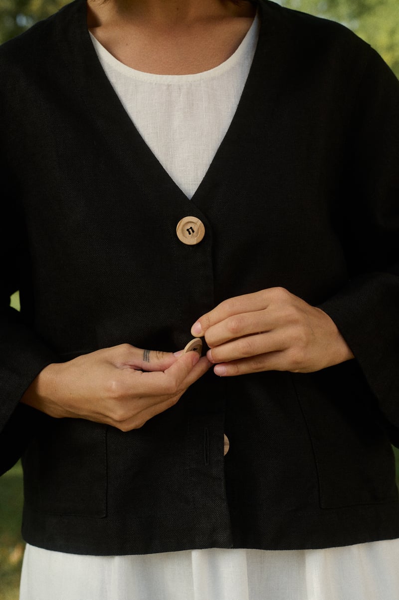 Greta Heavy Linen Jacket by LinenFox, 100% Linen