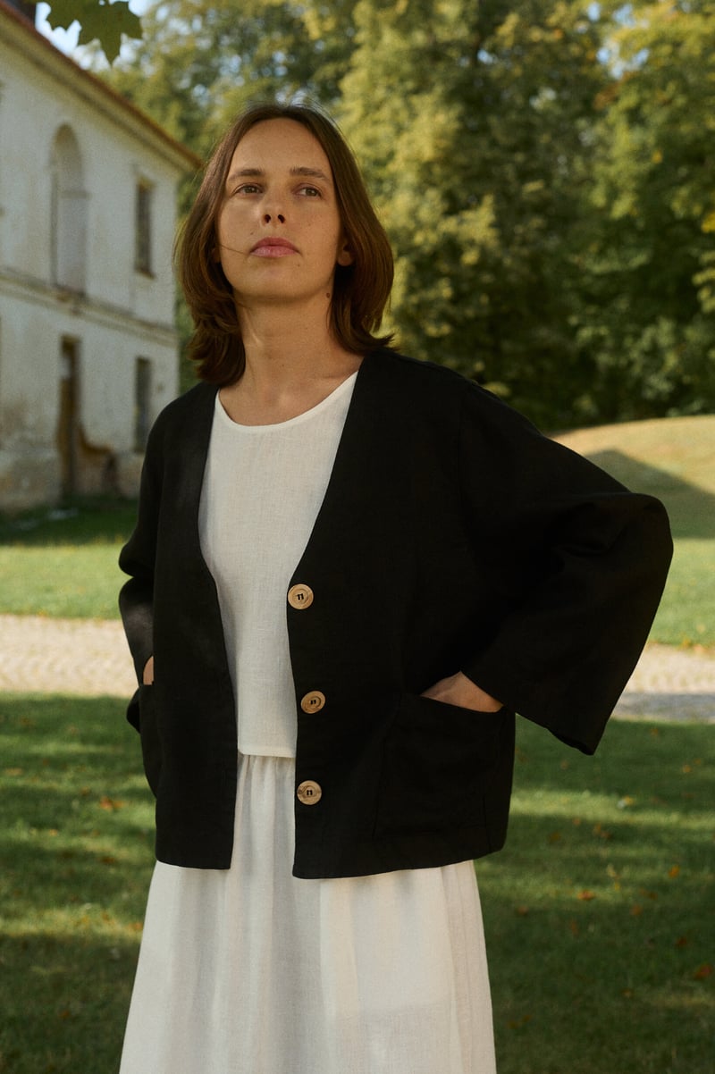 Greta Heavy Linen Jacket by LinenFox, 100% Linen