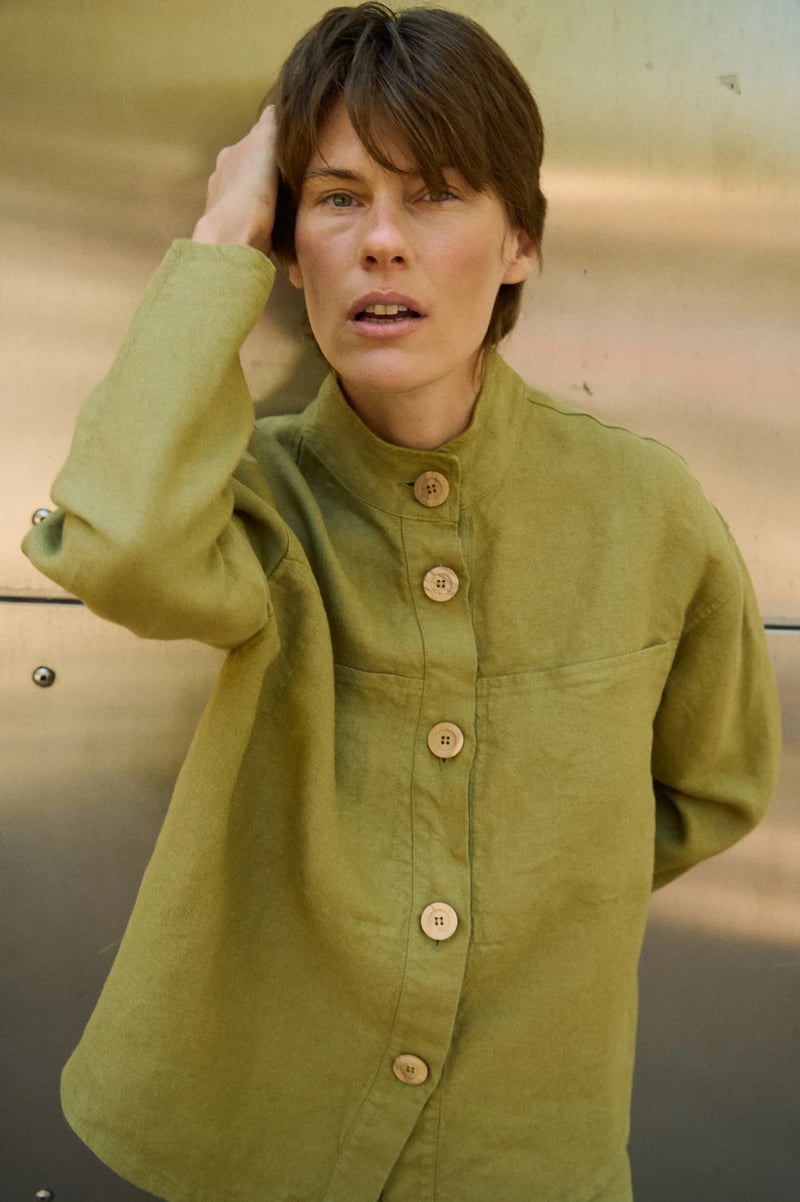 Jade Heavy Linen Jacket by LinenFox, 100% Linen