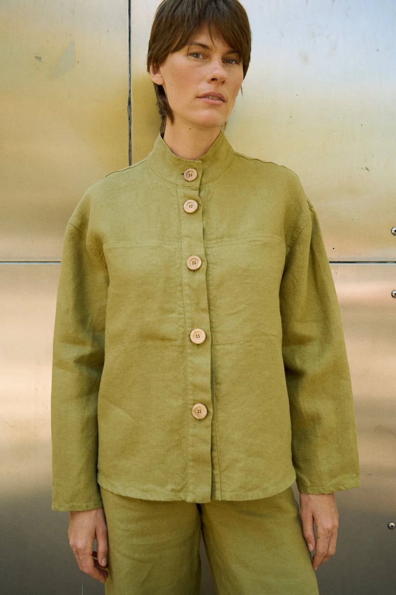Jade Heavy Linen Jacket by LinenFox, 100% Linen