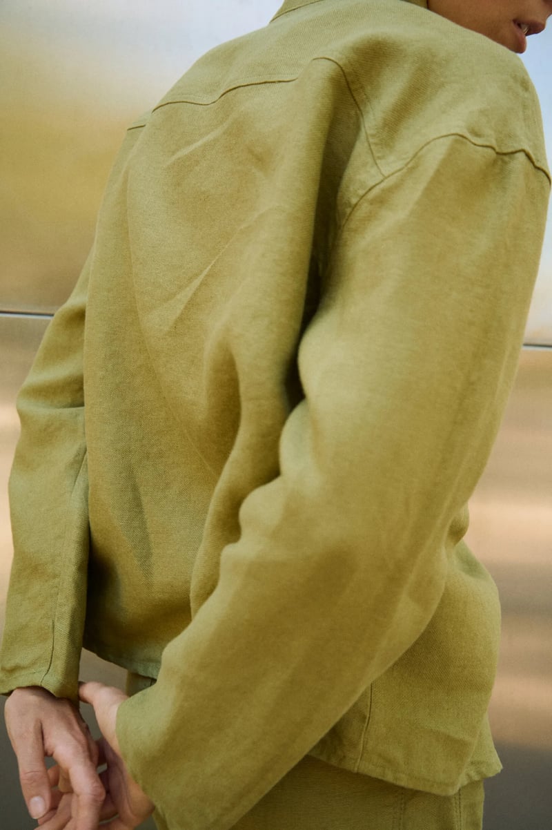 Jade Heavy Linen Jacket by LinenFox, 100% Linen