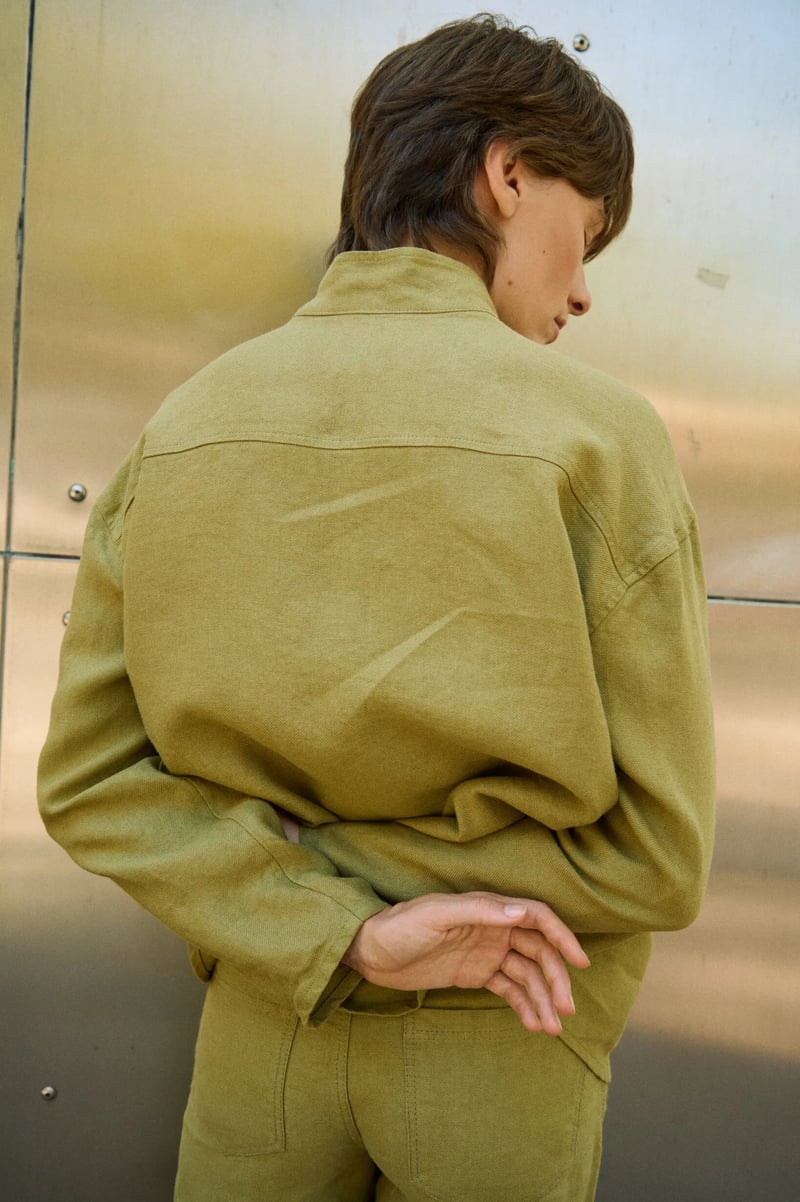 Jade Heavy Linen Jacket by LinenFox, 100% Linen