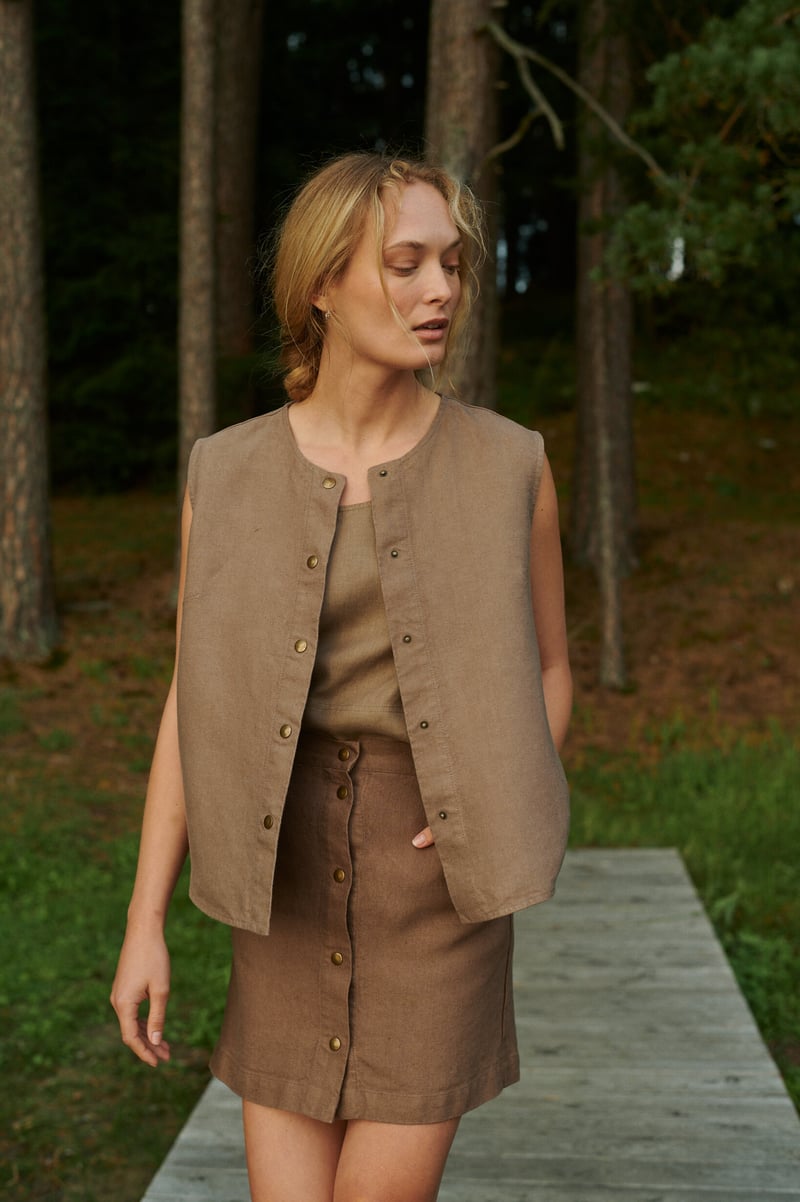 Rudy Heavy Linen Vest by LinenFox, 100% Linen