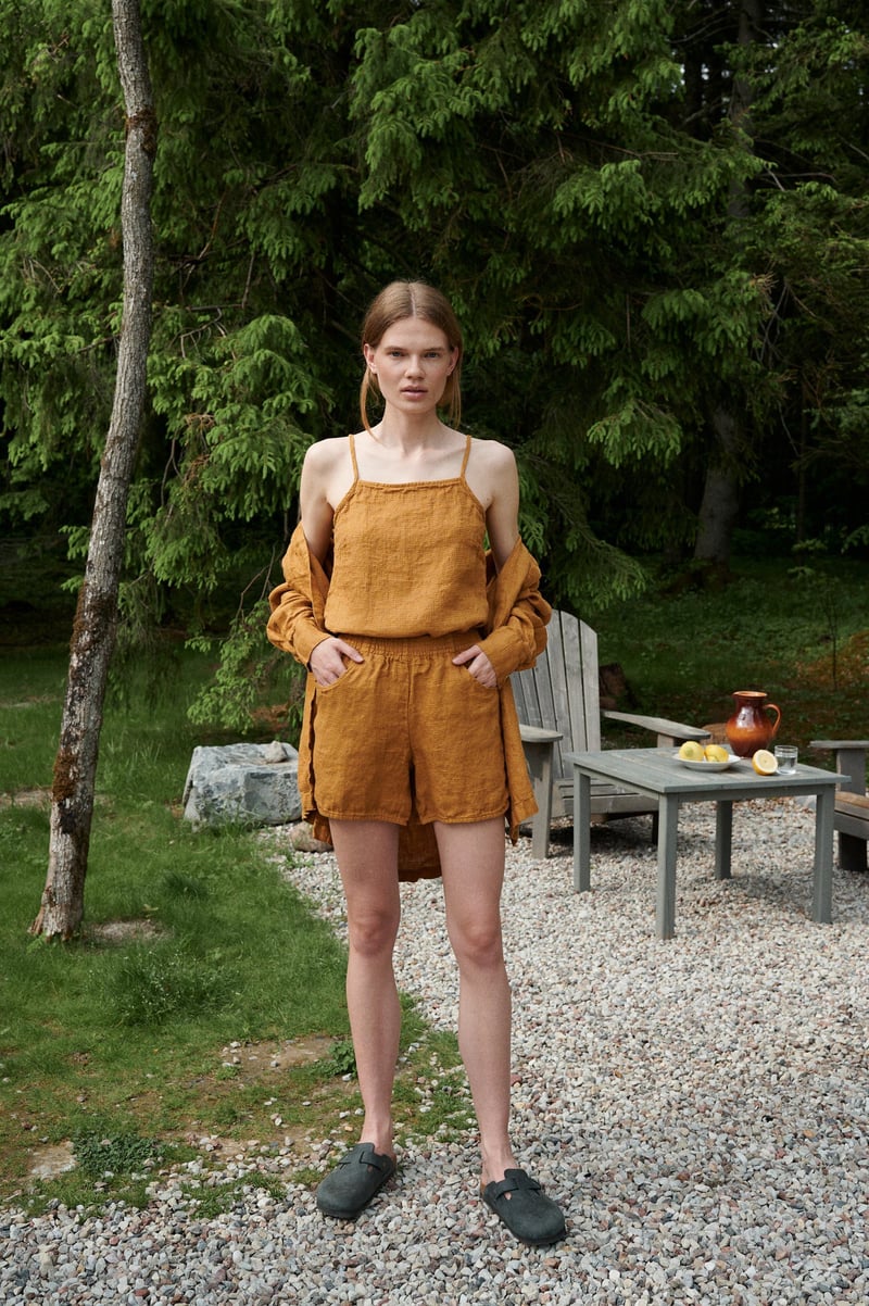 Stella Waffle Linen Top by LinenFox, 100% Linen