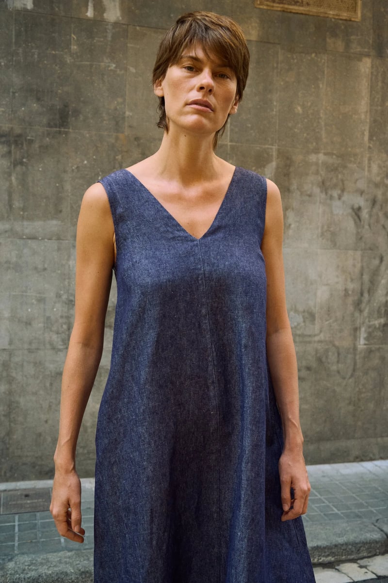 Denim Linen Dress – Rue by LinenFox, 100% Linen