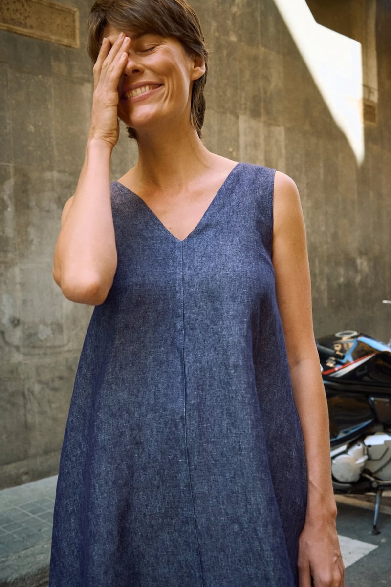 Denim Linen Dress – Rue by LinenFox, 100% Linen