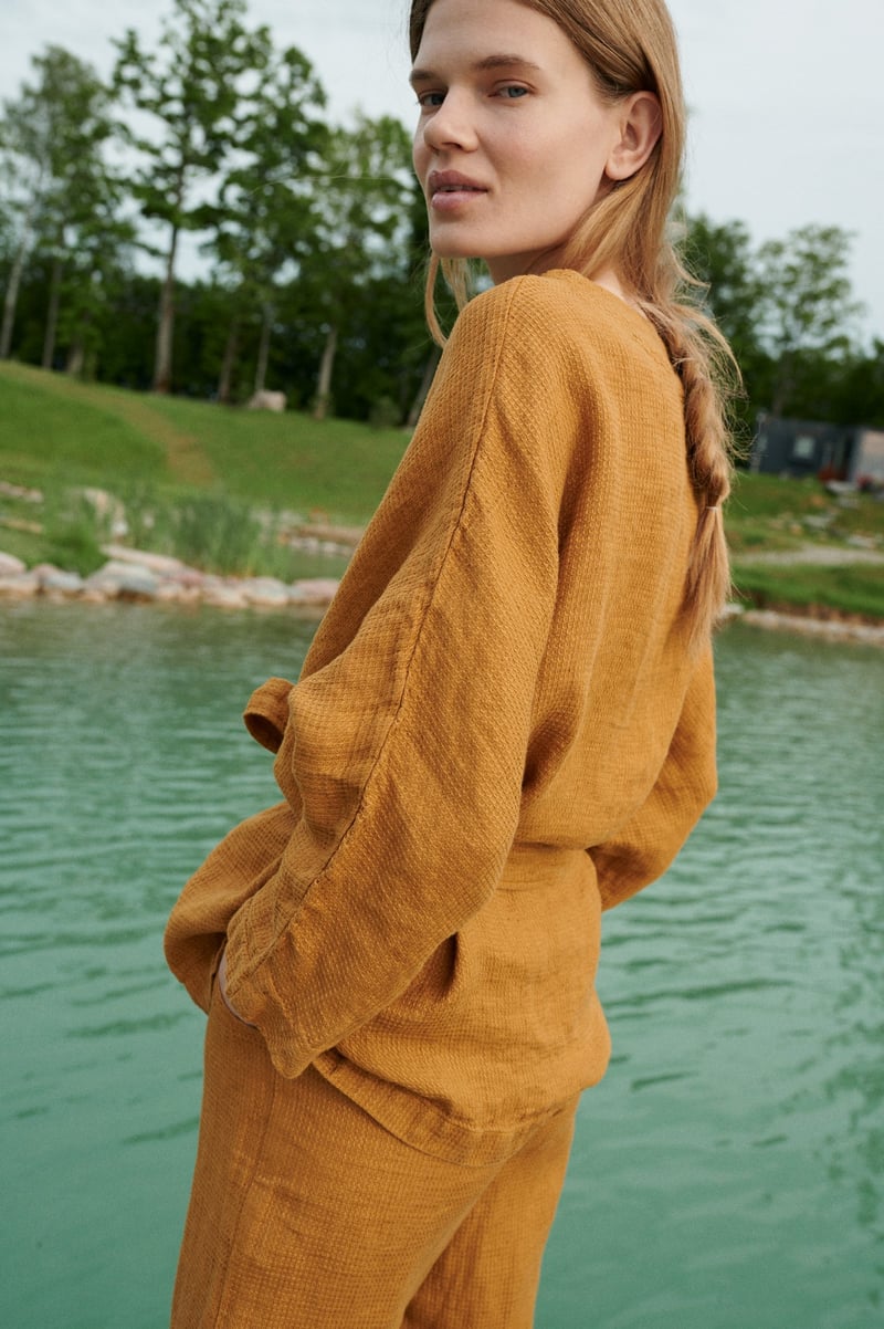 Rene Waffle Linen Jacket by LinenFox, 100% Linen