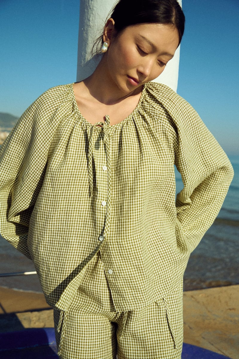Gingham Linen Top – Mila by LinenFox, 100% Linen
