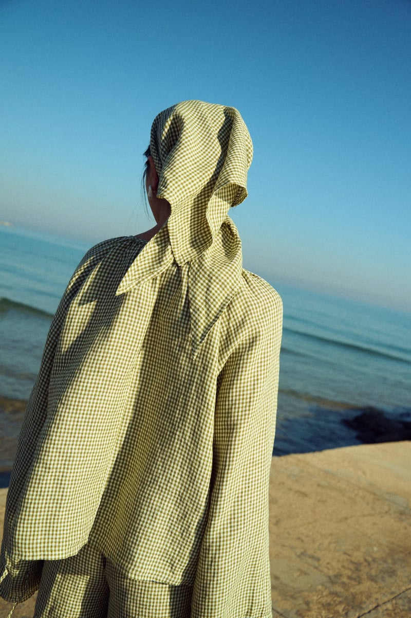 Gingham Linen Top – Mila by LinenFox, 100% Linen
