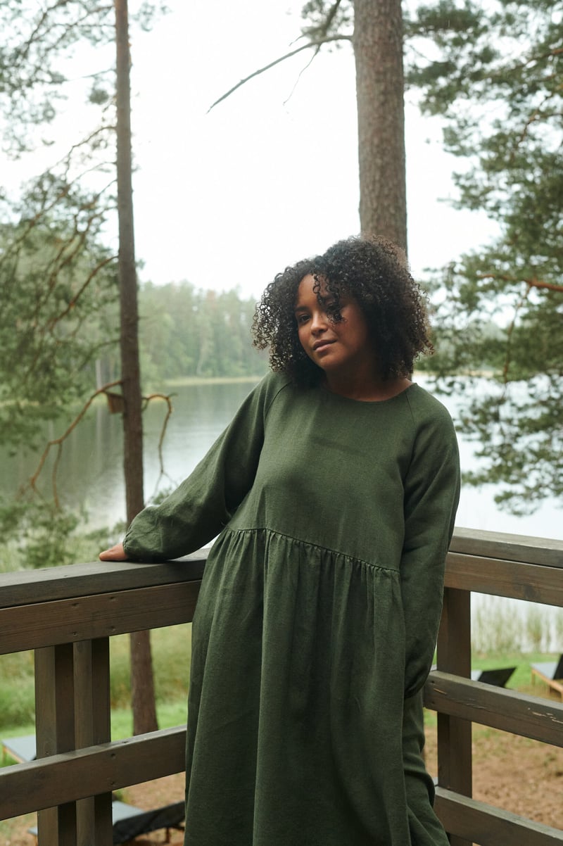Maxi Linen Wool Dress Margo by LinenFox, 85% Linen, 15% Wool