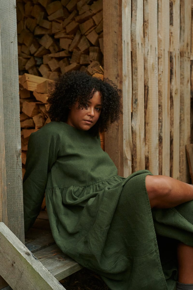 Maxi Linen Wool Dress Margo by LinenFox, 85% Linen, 15% Wool