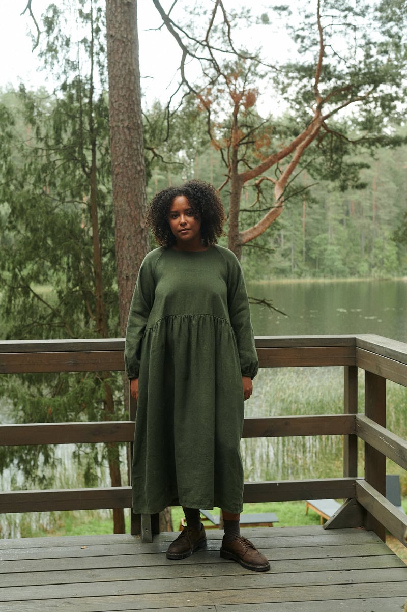 Maxi Linen Wool Dress Margo by LinenFox, 85% Linen, 15% Wool