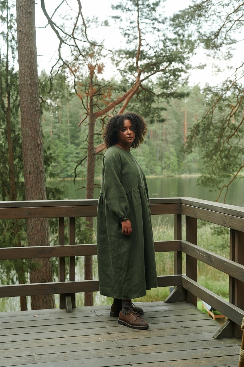 Maxi Linen Wool Dress Margo by LinenFox, 85% Linen, 15% Wool
