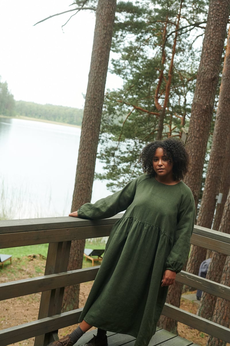 Maxi Linen Wool Dress Margo by LinenFox, 85% Linen, 15% Wool