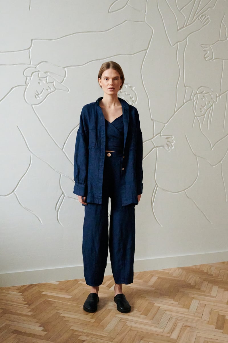 Vika Waffle Linen Shirt by LinenFox, 100% Linen