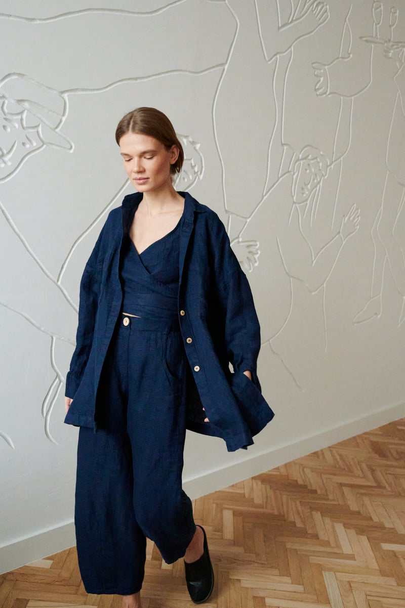 Vika Waffle Linen Shirt by LinenFox, 100% Linen