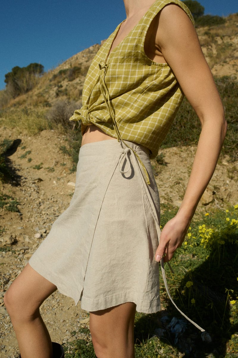 Mini Wrap Skirt – Cali by LinenFox, 53% Cotton, 47% Linen
