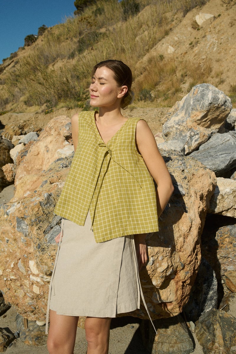Mini Wrap Skirt – Cali by LinenFox, 53% Cotton, 47% Linen