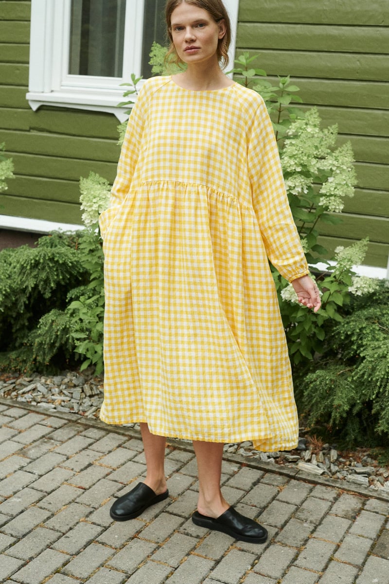 Gingham Maxi Linen Dress – Margo by LinenFox, 100% Linen
